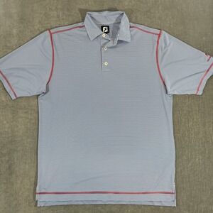 FootJoy FJ Mens Large‎ Blue White Stripe Polo Golf Shirt